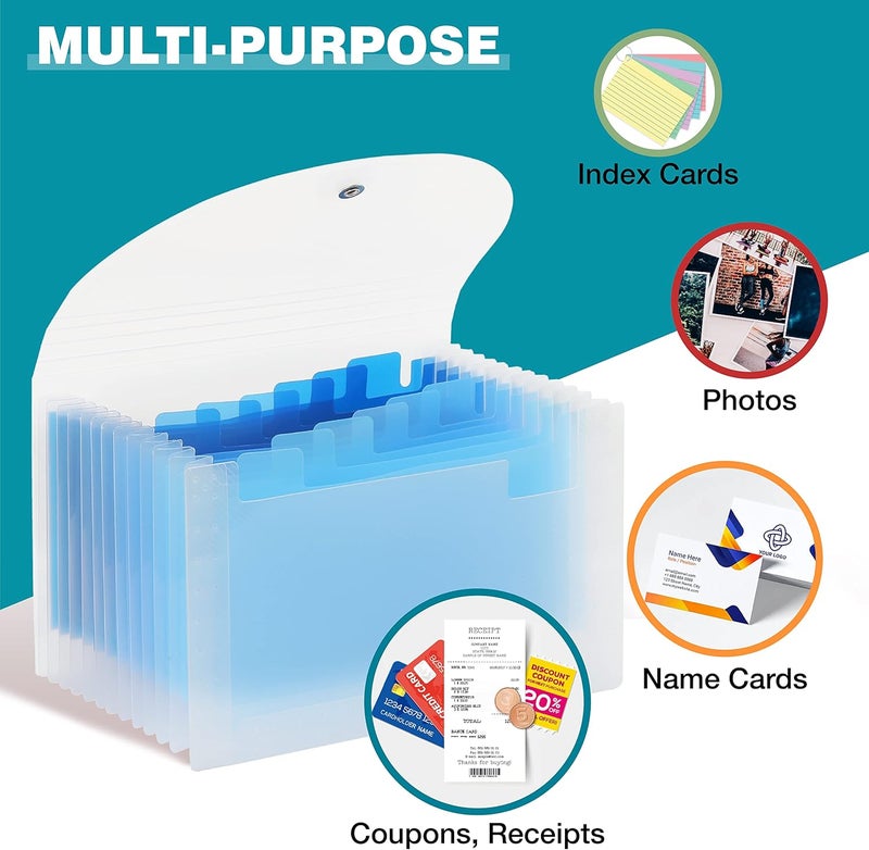 H4D Coupon Receipt Holder, 13 Pocket Accordion File Organizer, 7x4.5 Inches, Blue - Image 4